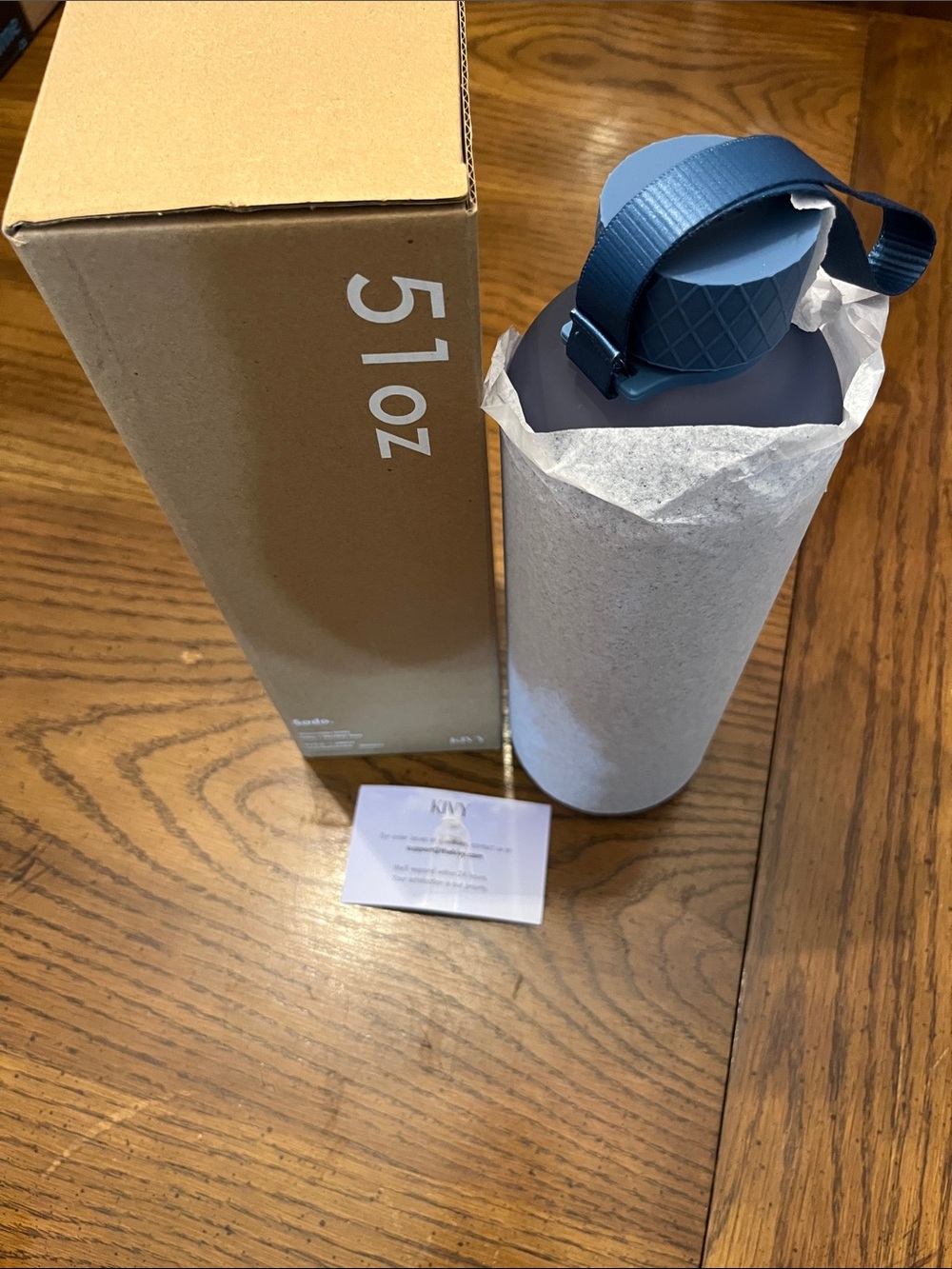 Kivy Insulated Water Bottle with Carry‎ Strap - Blue, new
